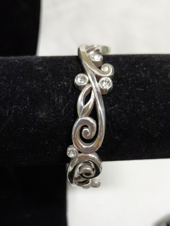Brighton Jewelry - Brighton Silver Scroll Bracelet with Clear Stones - Silver